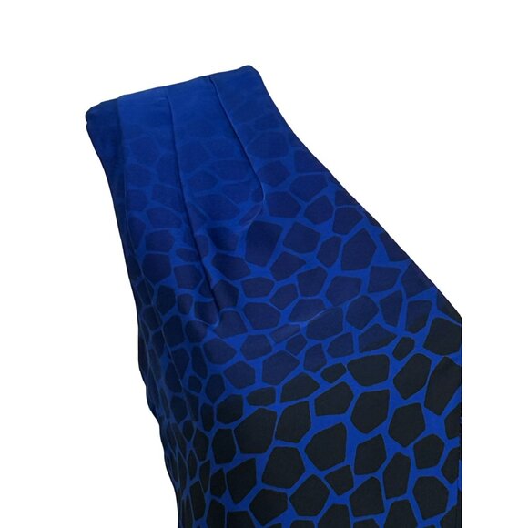 Ann Taylor Loft Petites Dress 2P Blue Black Leopard Print Ombré Mini Fit Flare - Picture 9 of 10